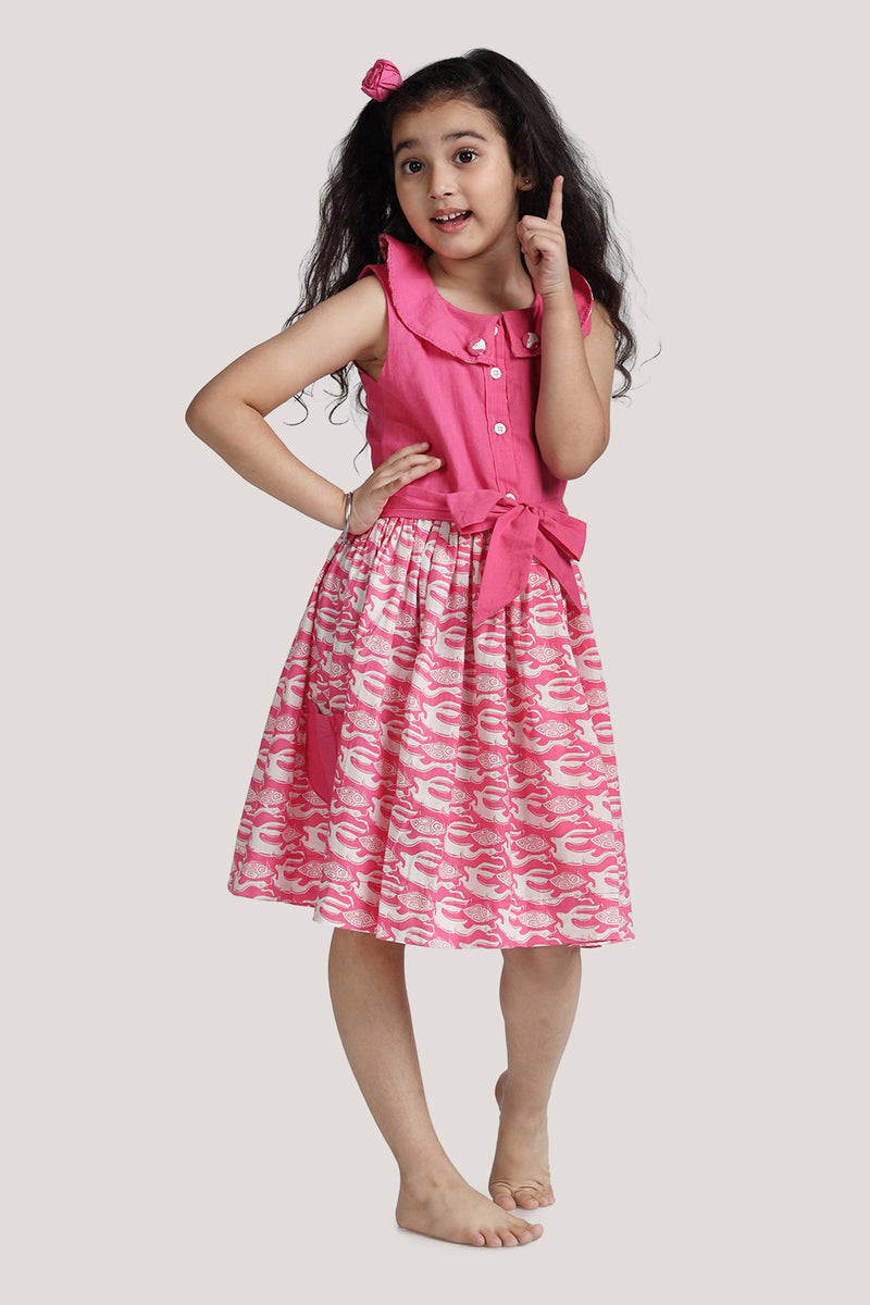 The Hare & The Tortoise - Roll Collar Frock