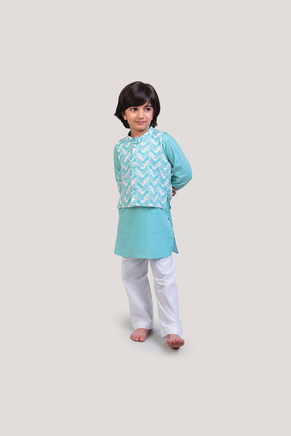 The Talkative Turtle - Nehru Jacket Kurta Set