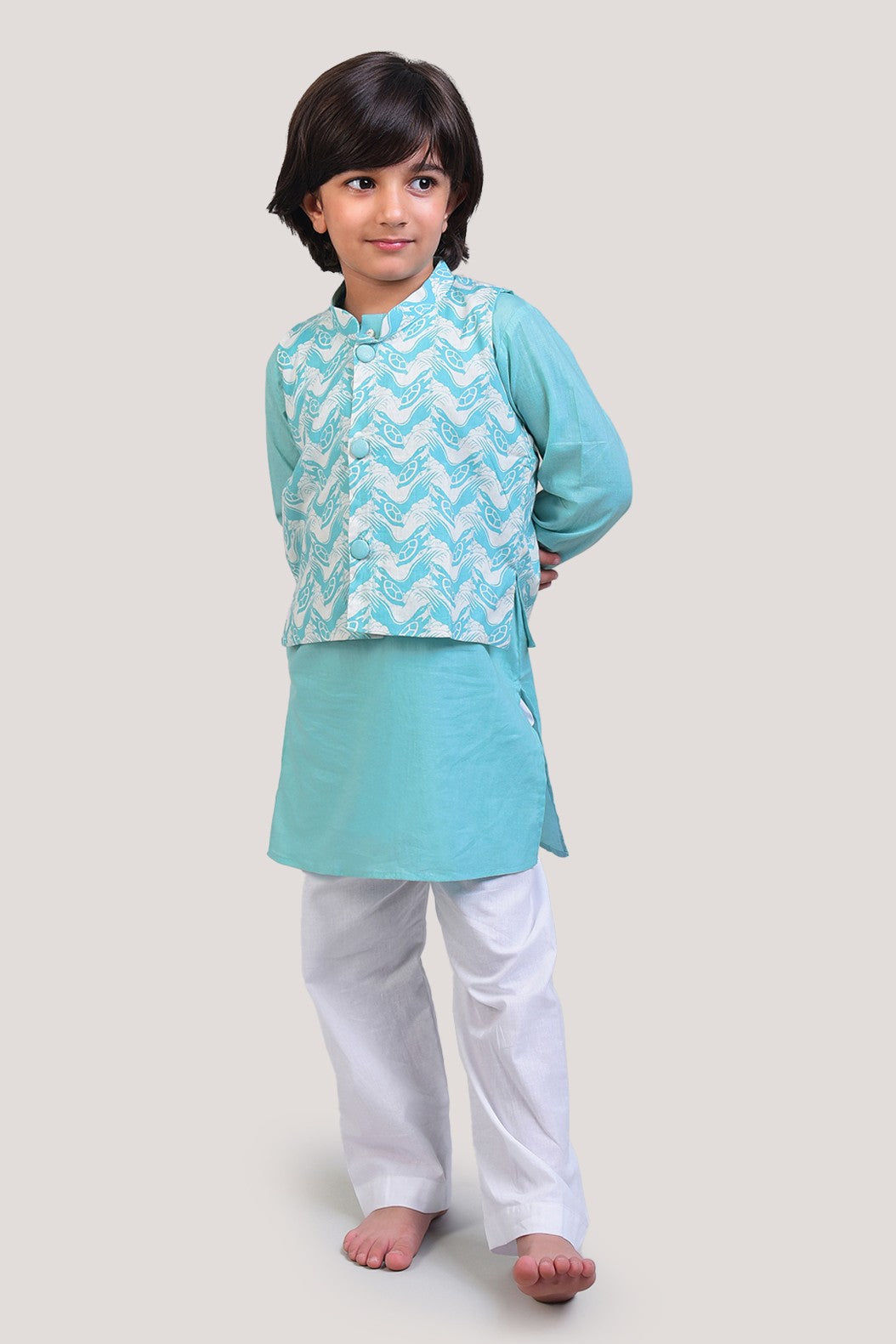 The Talkative Turtle - Nehru Jacket Kurta Set