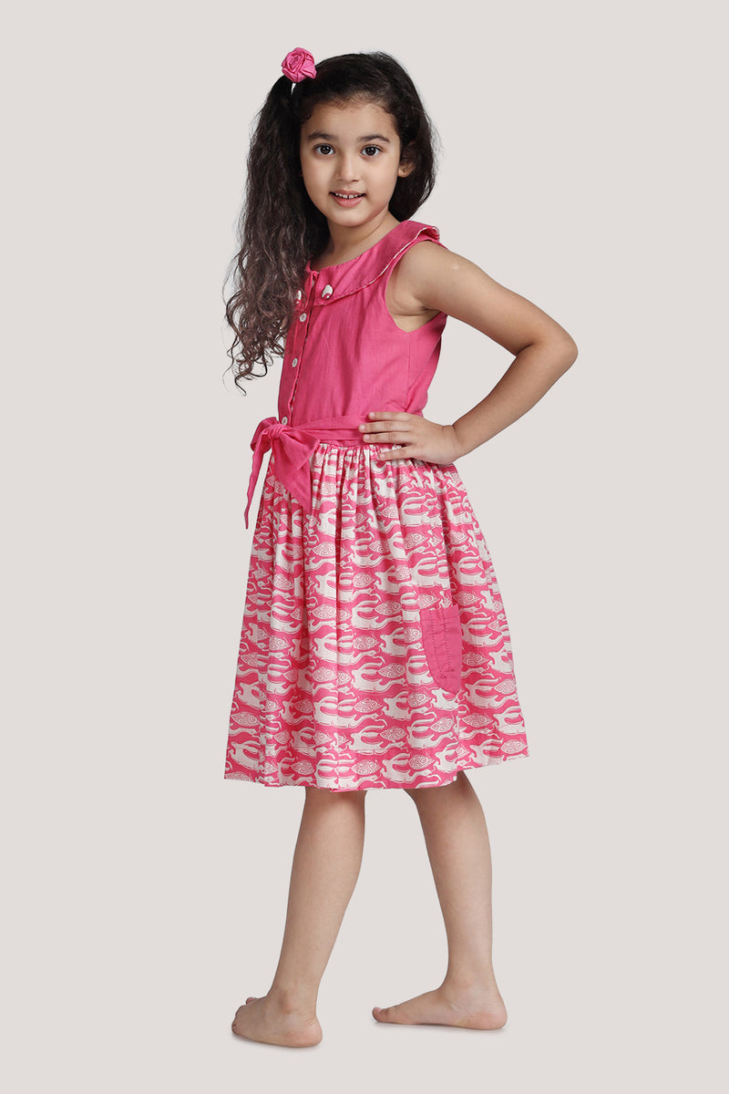 The Hare & The Tortoise - Roll Collar Frock