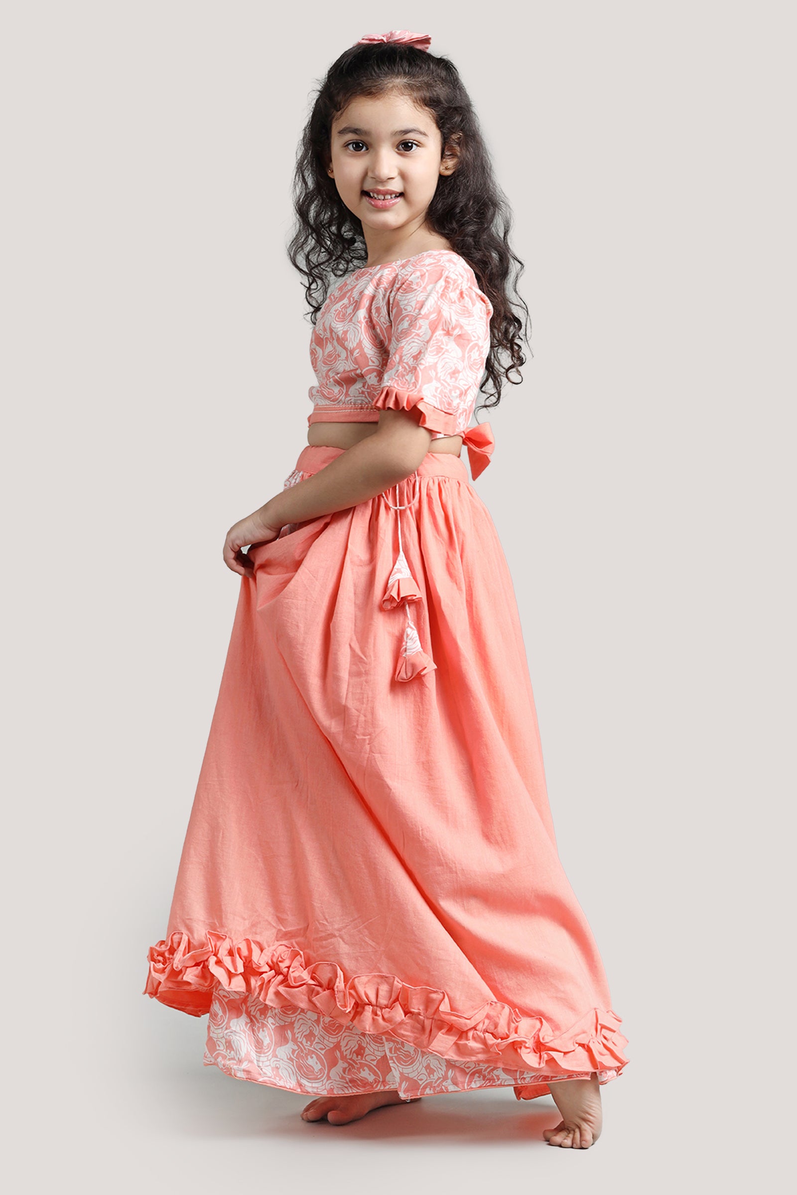 The Foolish Lion & The Clever Rabbit- Half & Half Layered Lehenga Set