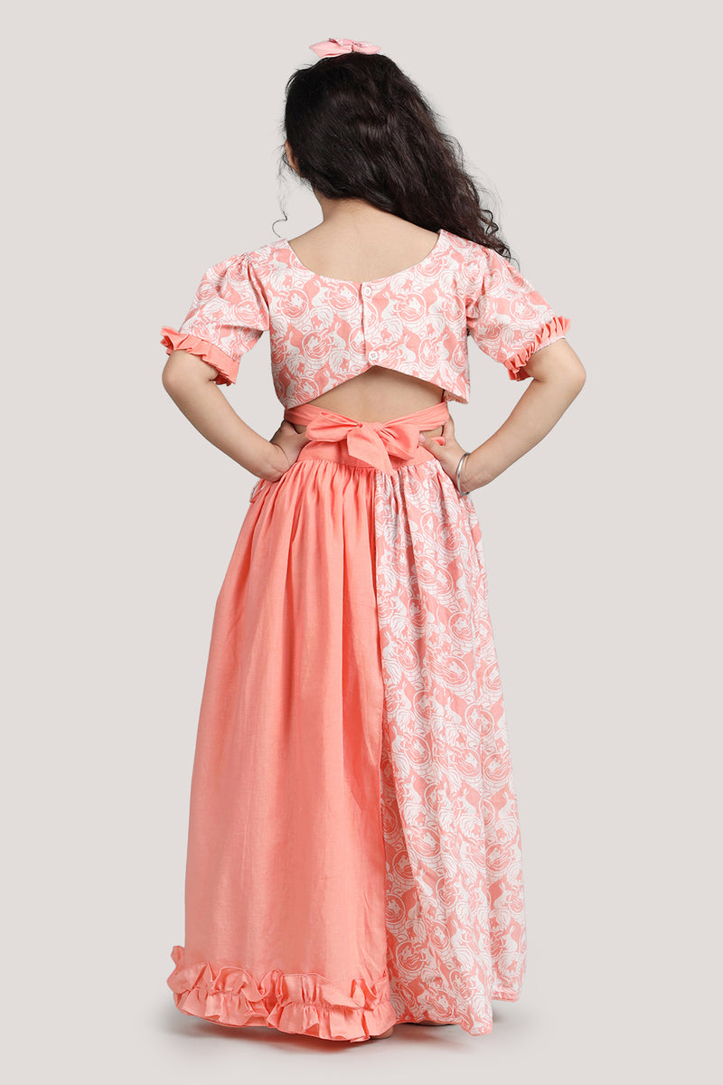 The Foolish Lion & The Clever Rabbit- Half & Half Layered Lehenga Set