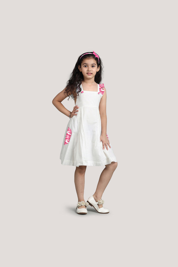 The Hare & The Tortoise - White Crisscross Frock