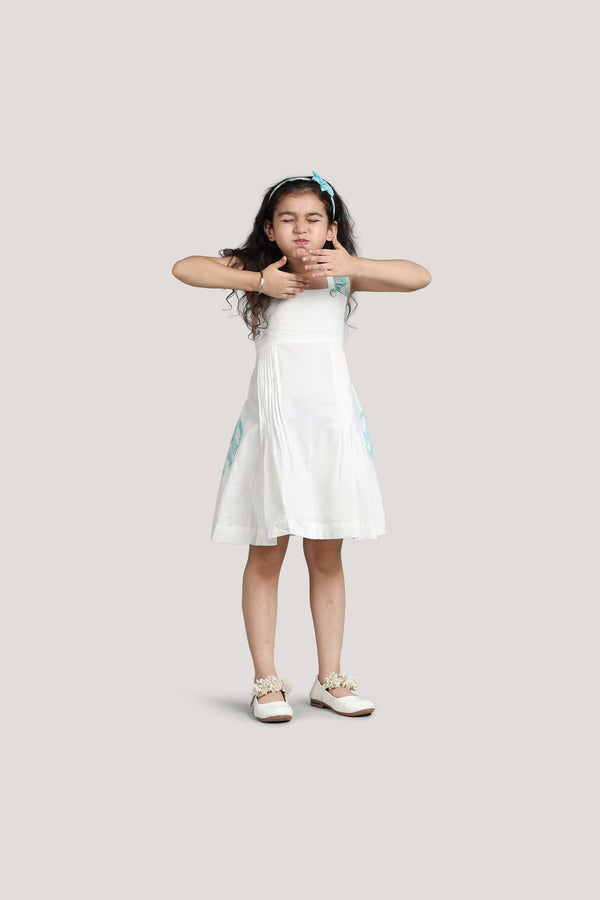 The Talkative Turtle - White Crisscross Frock