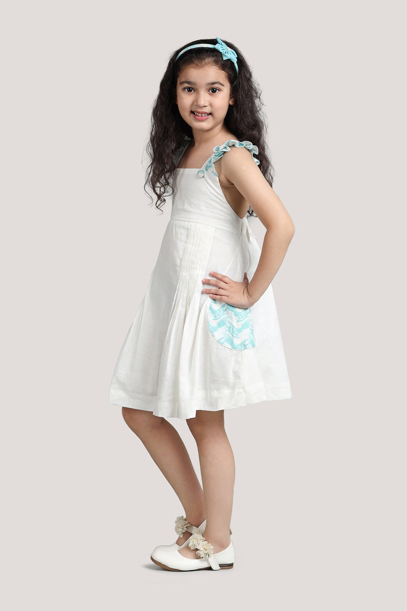 The Talkative Turtle - White Crisscross Frock