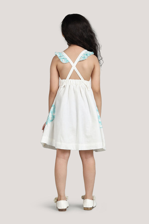 The Talkative Turtle - White Crisscross Frock