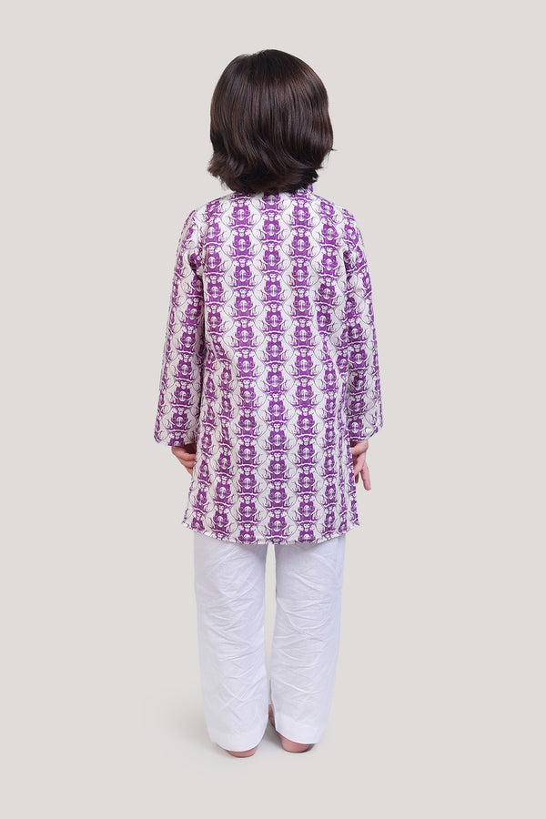 Two Foolish Cats and The Clever Monkey- Boys Kurta Pajama Set