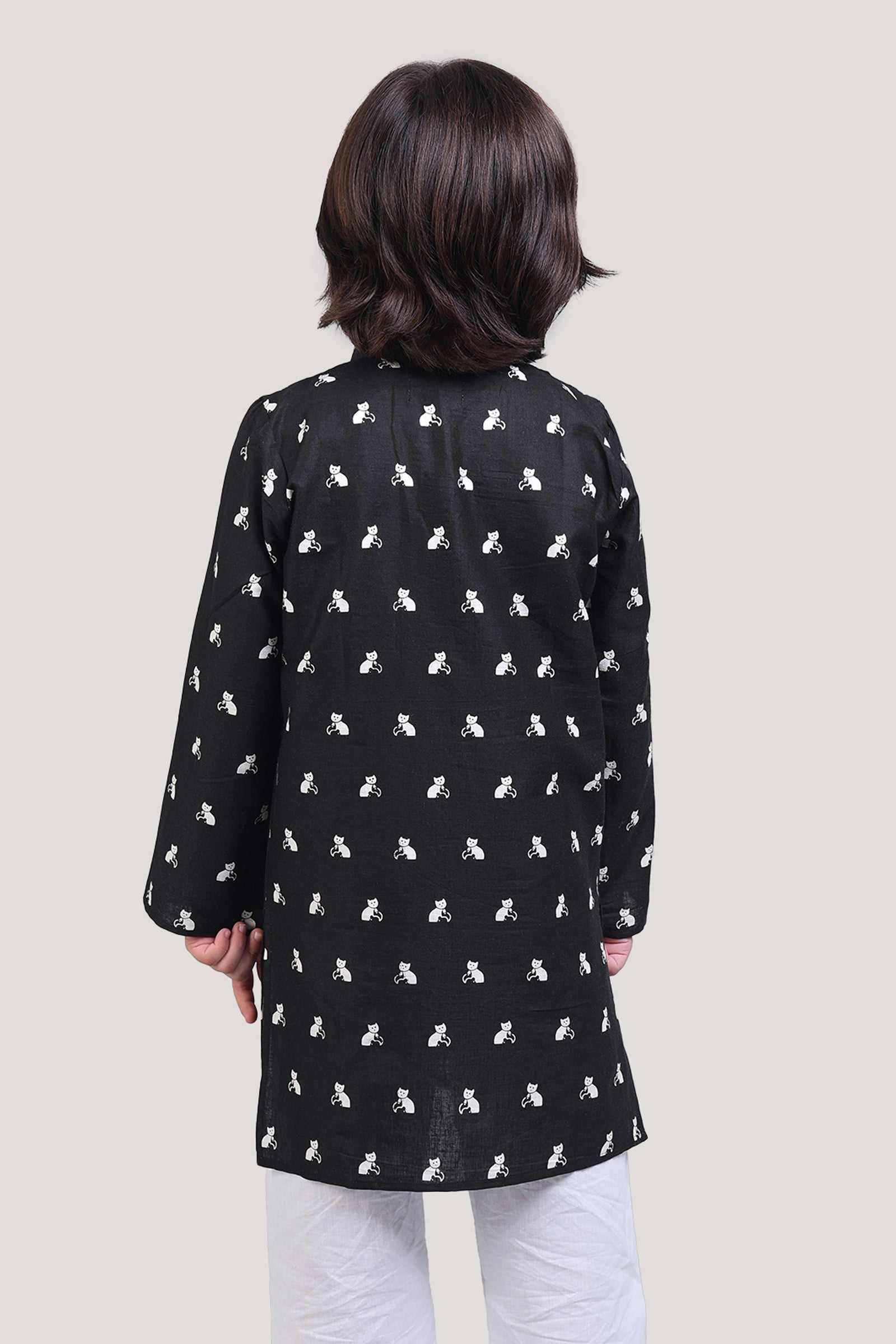Bell The Cat- Boys Kurta Pajama Set, Black