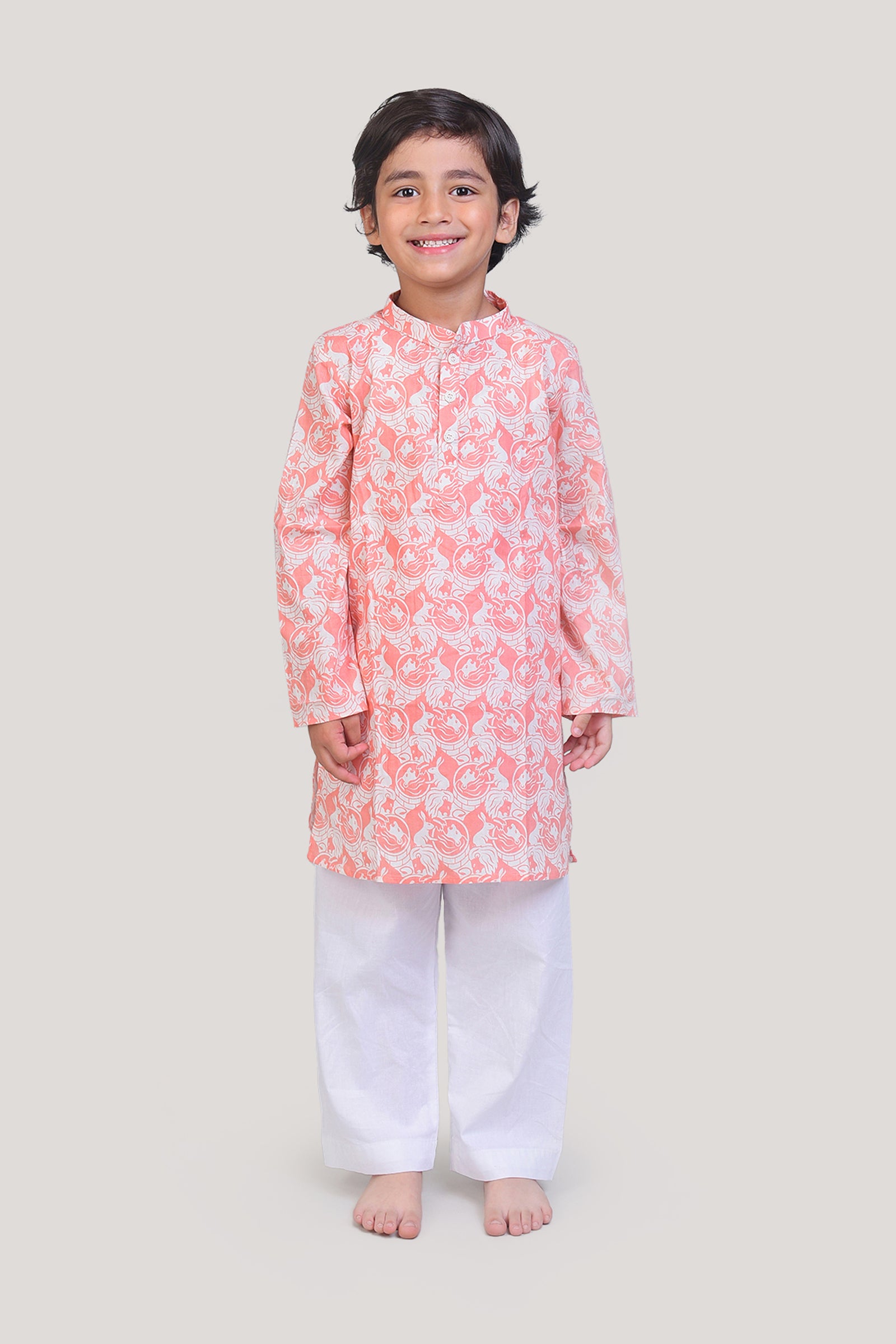 The Foolish Lion & The Clever Rabbit- Boys Kurta Pajama Set