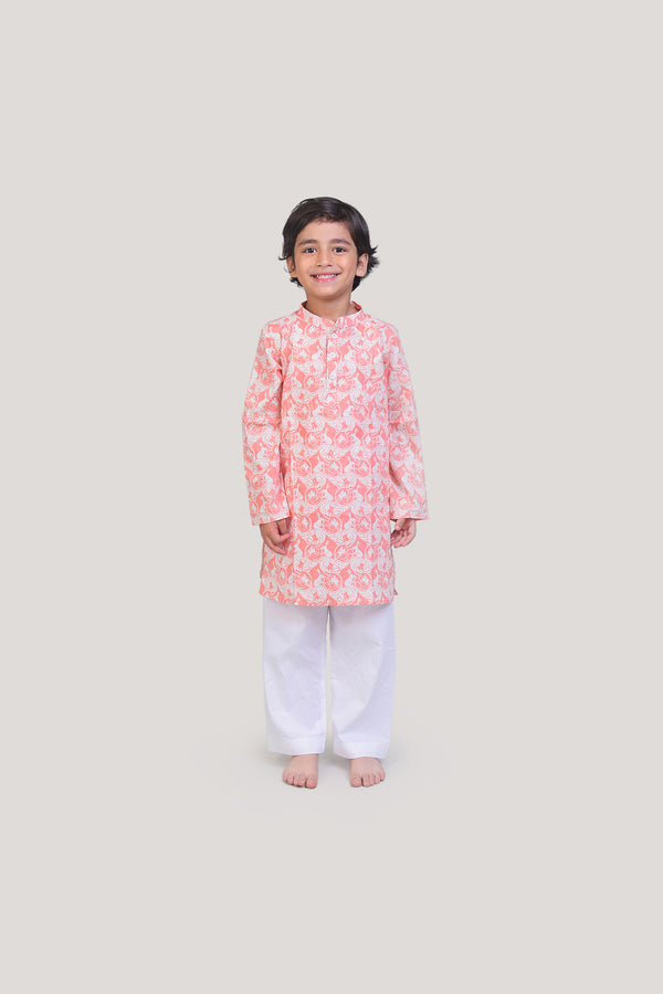 The Foolish Lion & The Clever Rabbit- Boys Kurta Pajama Set