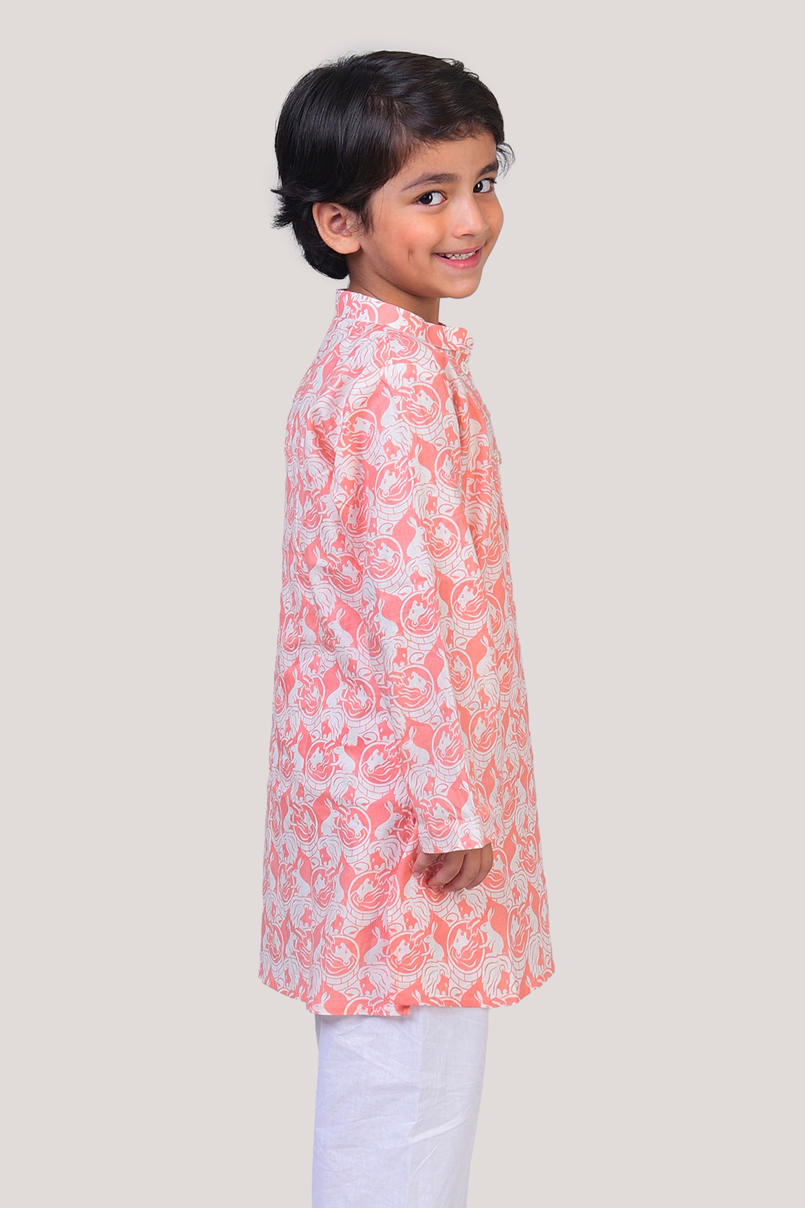 The Foolish Lion & The Clever Rabbit- Boys Kurta Pajama Set