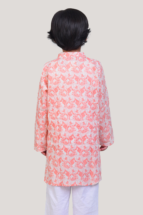The Foolish Lion & The Clever Rabbit- Boys Kurta Pajama Set