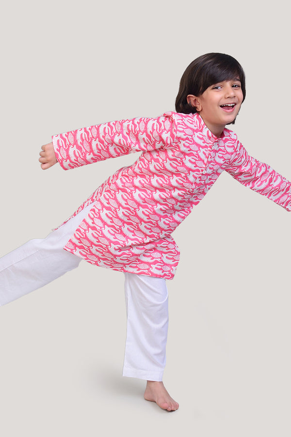 The Hare & The Tortoise- Boys Kurta Pajama Set