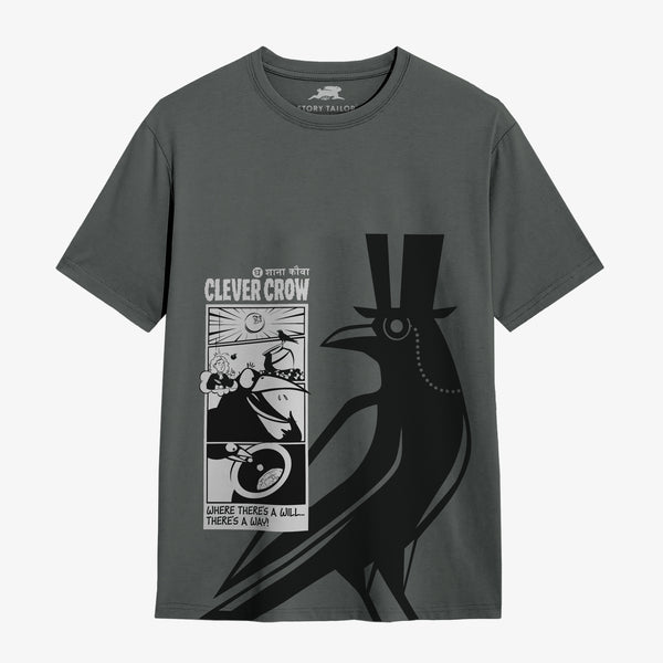The Smart Crow Story Printed Boys T shirt -Grey | 100% Cotton | Story-Based Kids wear