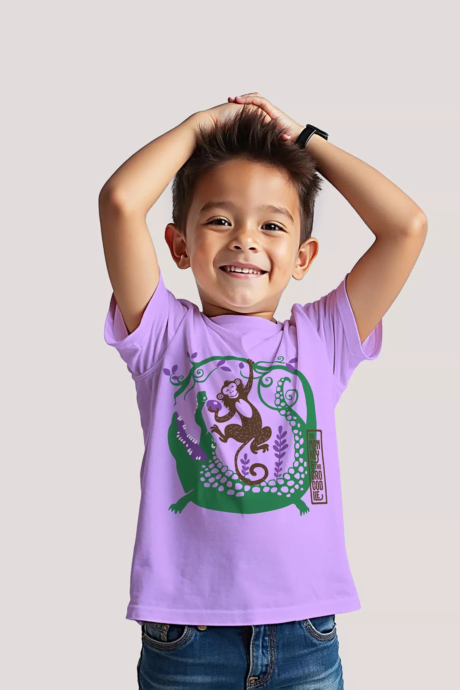The Monkey & The Crocodile - T shirt, Purple