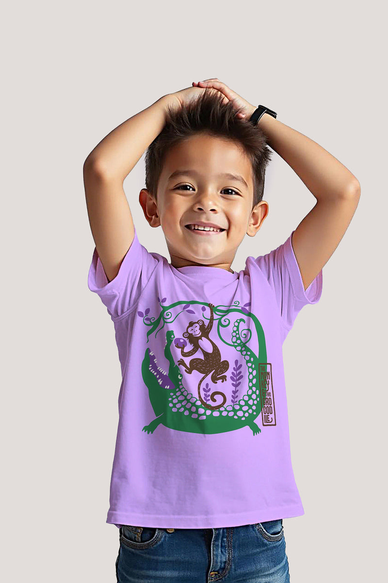 The Monkey & The Crocodile - T shirt, Purple