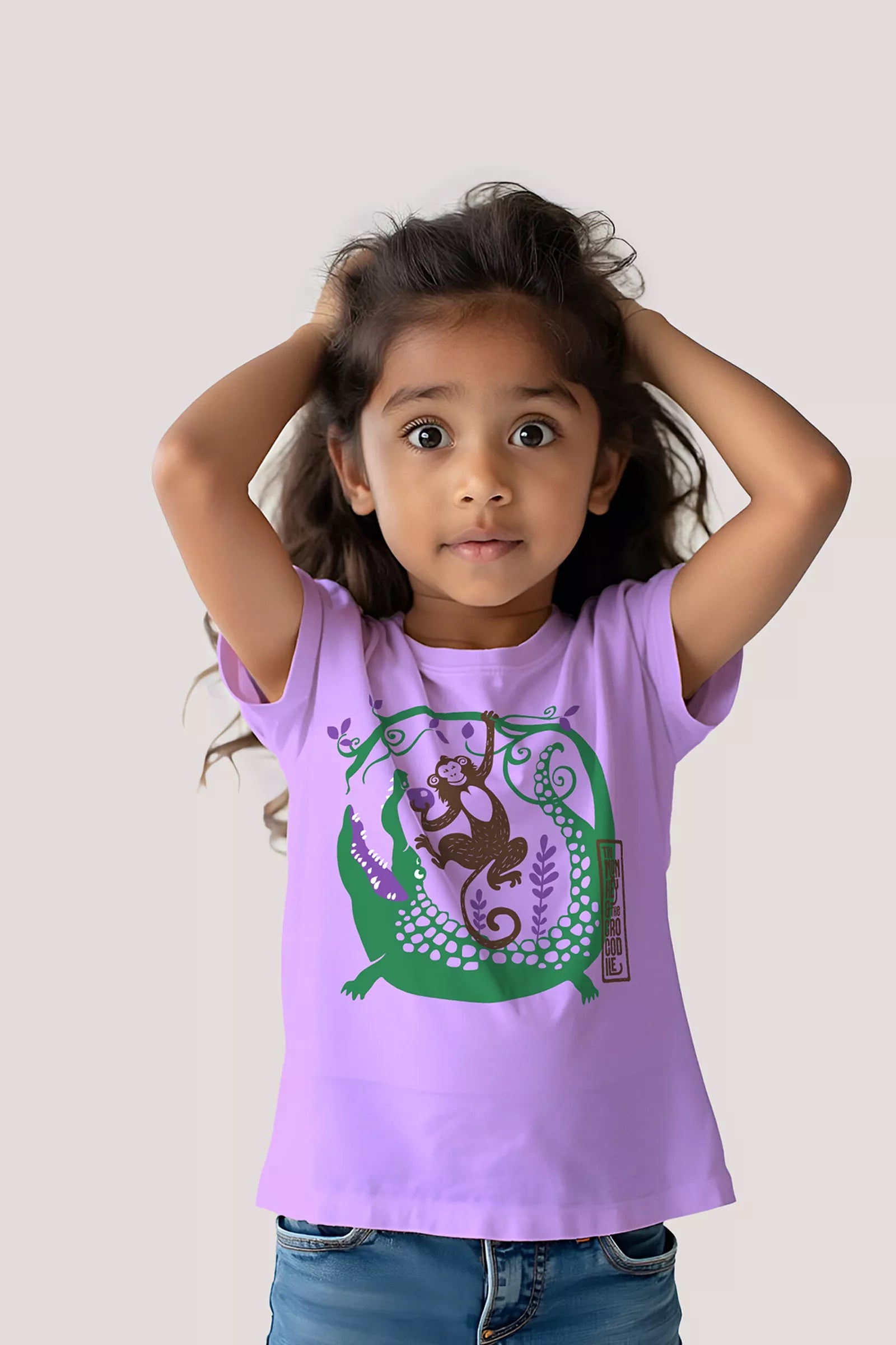 The Monkey & The Crocodile - T shirt, Purple