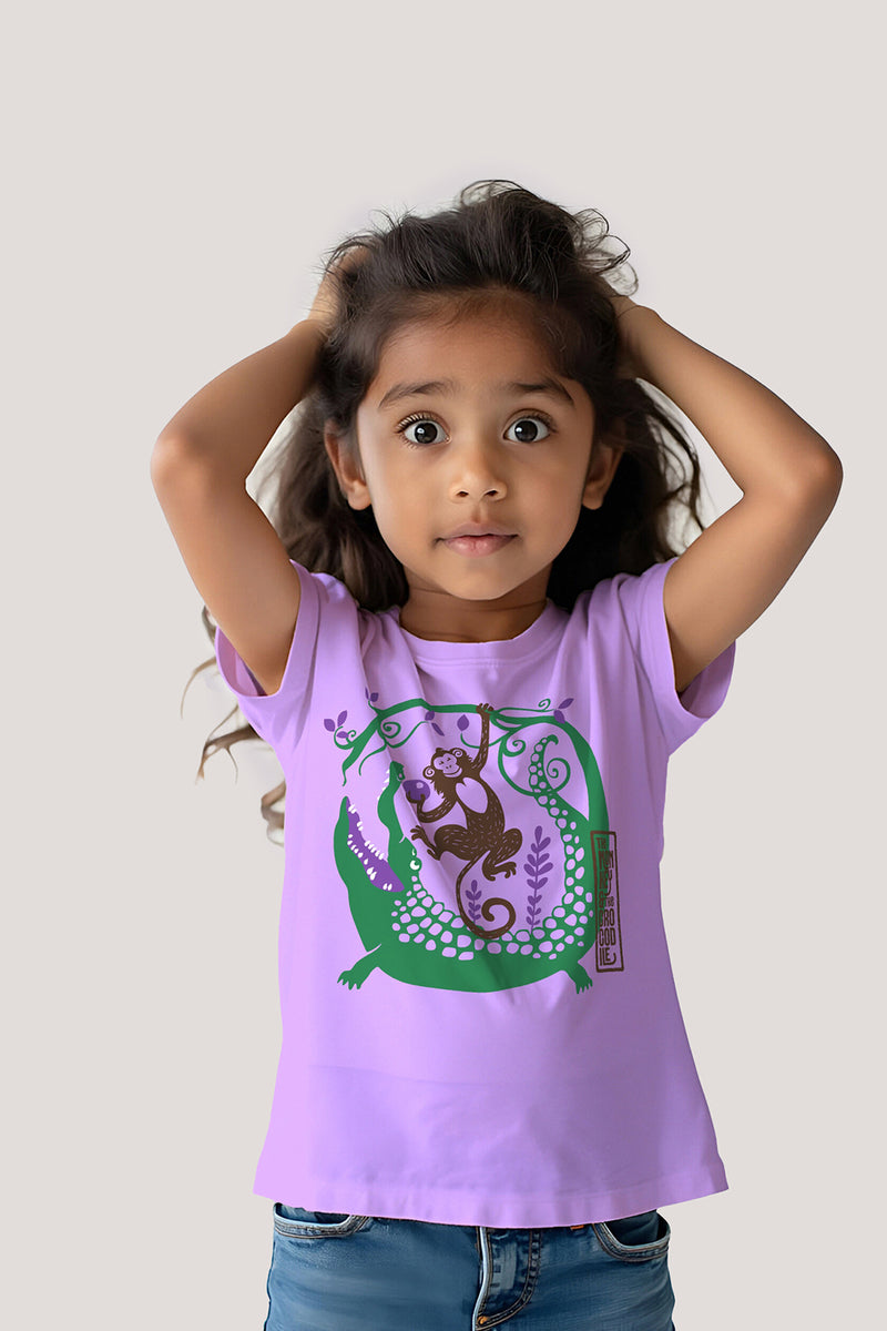 The Monkey & The Crocodile - T shirt, Purple