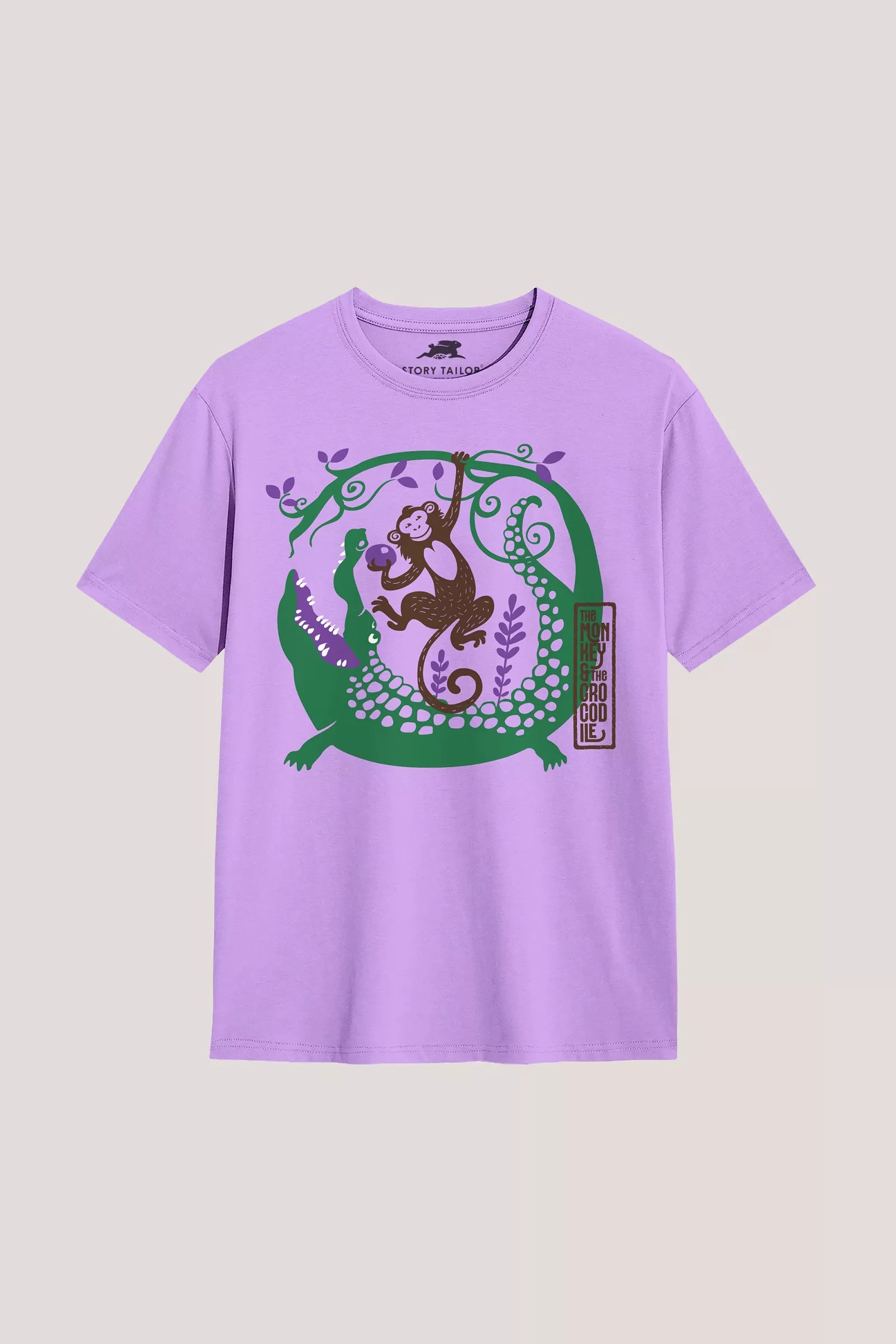 The Monkey & The Crocodile - T shirt, Purple