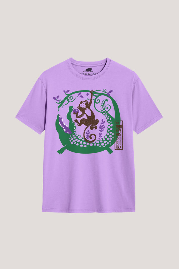 The Monkey & The Crocodile - T shirt, Purple