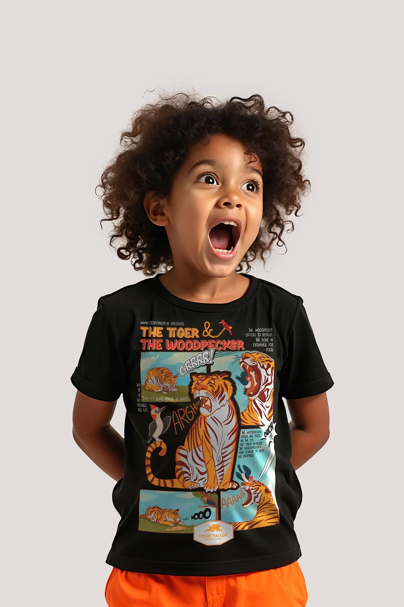 The Tiger & The Woodpecker - T shirt, Black