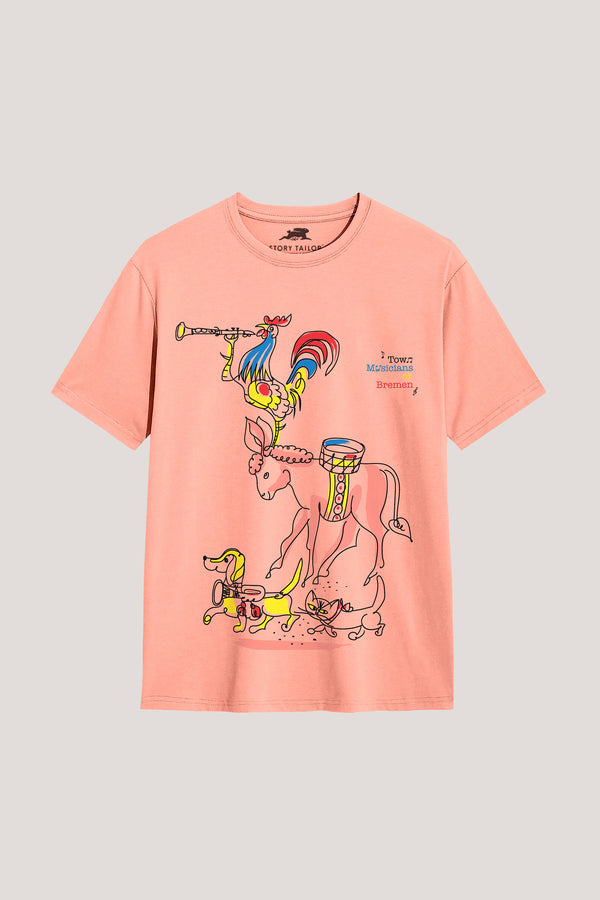Town Musician of Bremen - T shirt, Coral