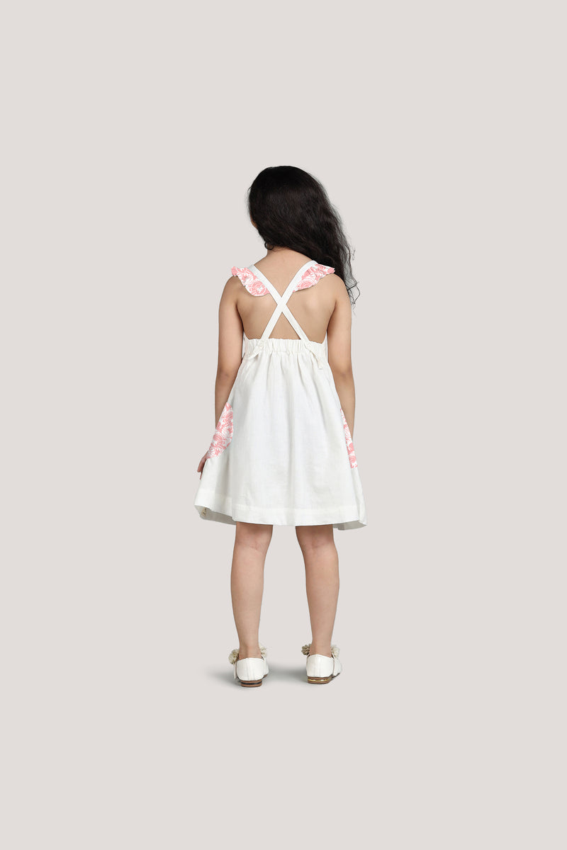 The Foolish Lion & The Clever Rabbit - White Crisscross Frock
