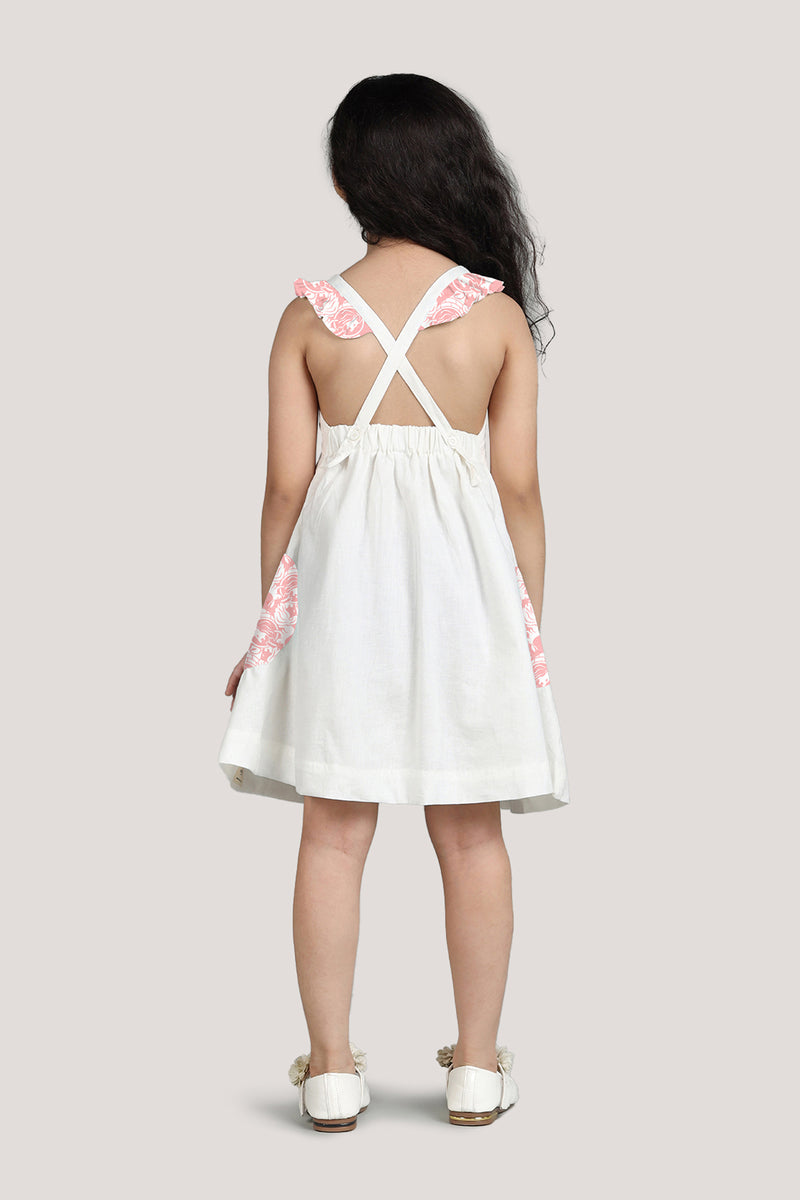 The Foolish Lion & The Clever Rabbit - White Crisscross Frock