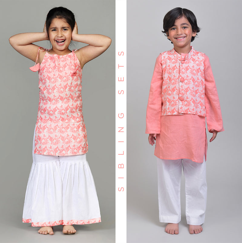 Sibling Ethnic Set with the Foolish Lion & Clever Rabbit Print