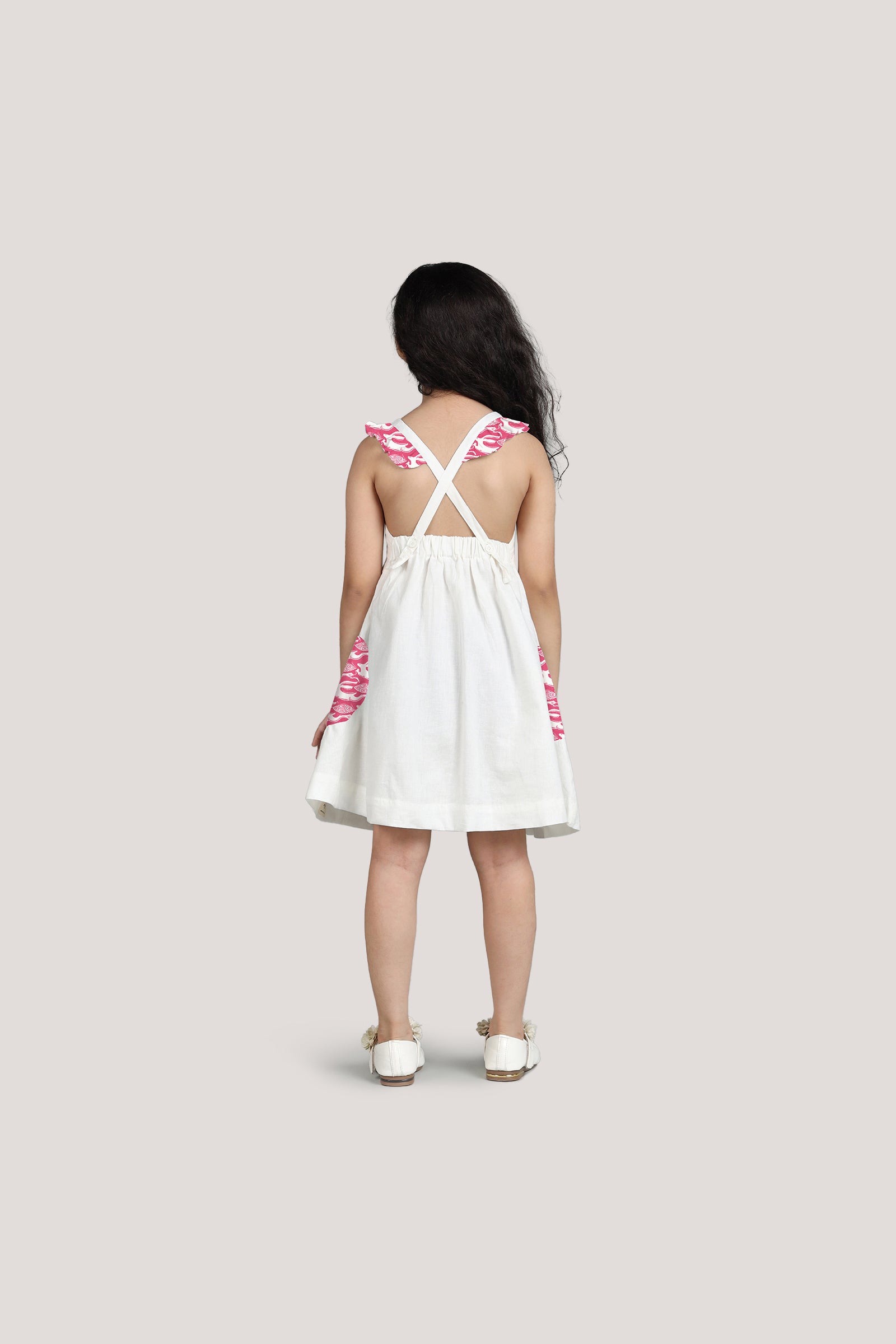The Hare & The Tortoise - White Crisscross Frock