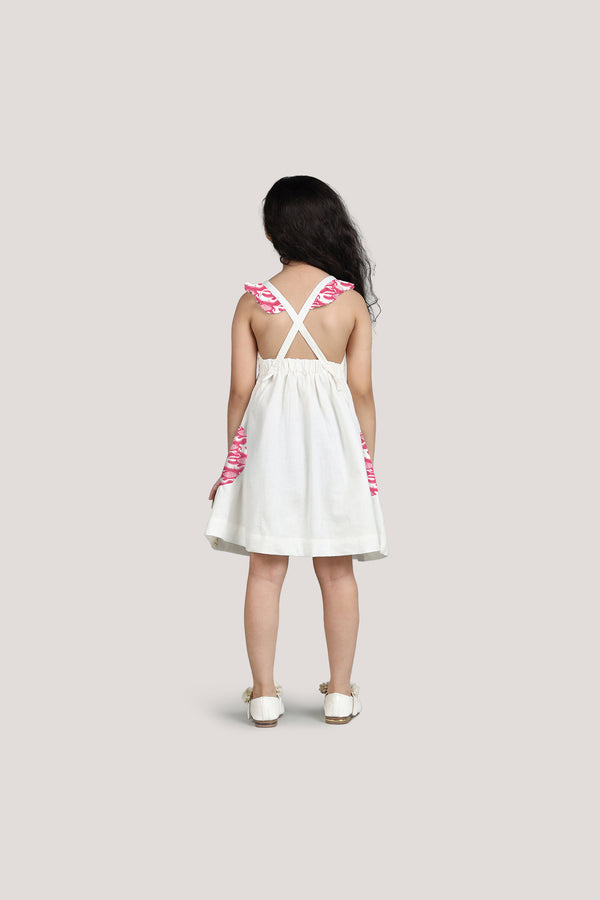 The Hare & The Tortoise - White Crisscross Frock
