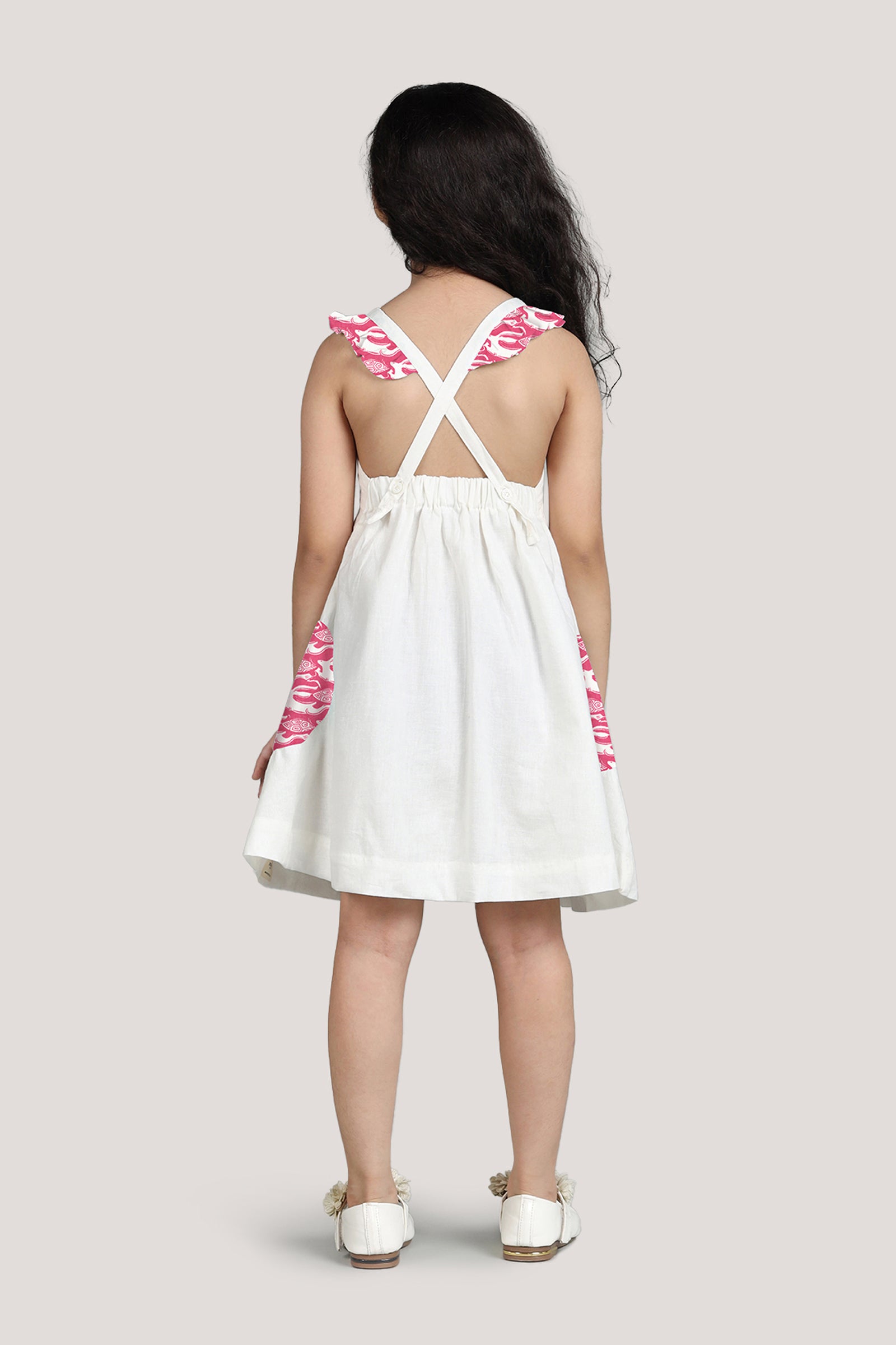 The Hare & The Tortoise - White Crisscross Frock