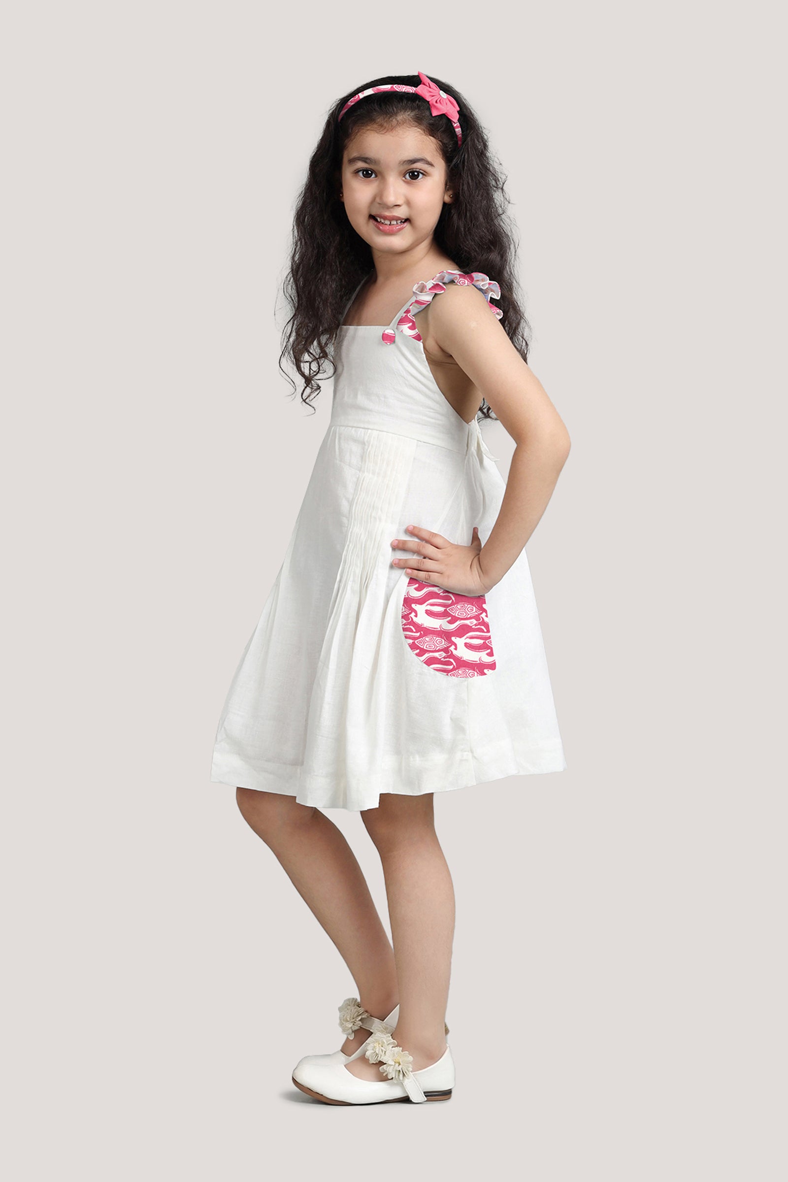 The Hare & The Tortoise - White Crisscross Frock