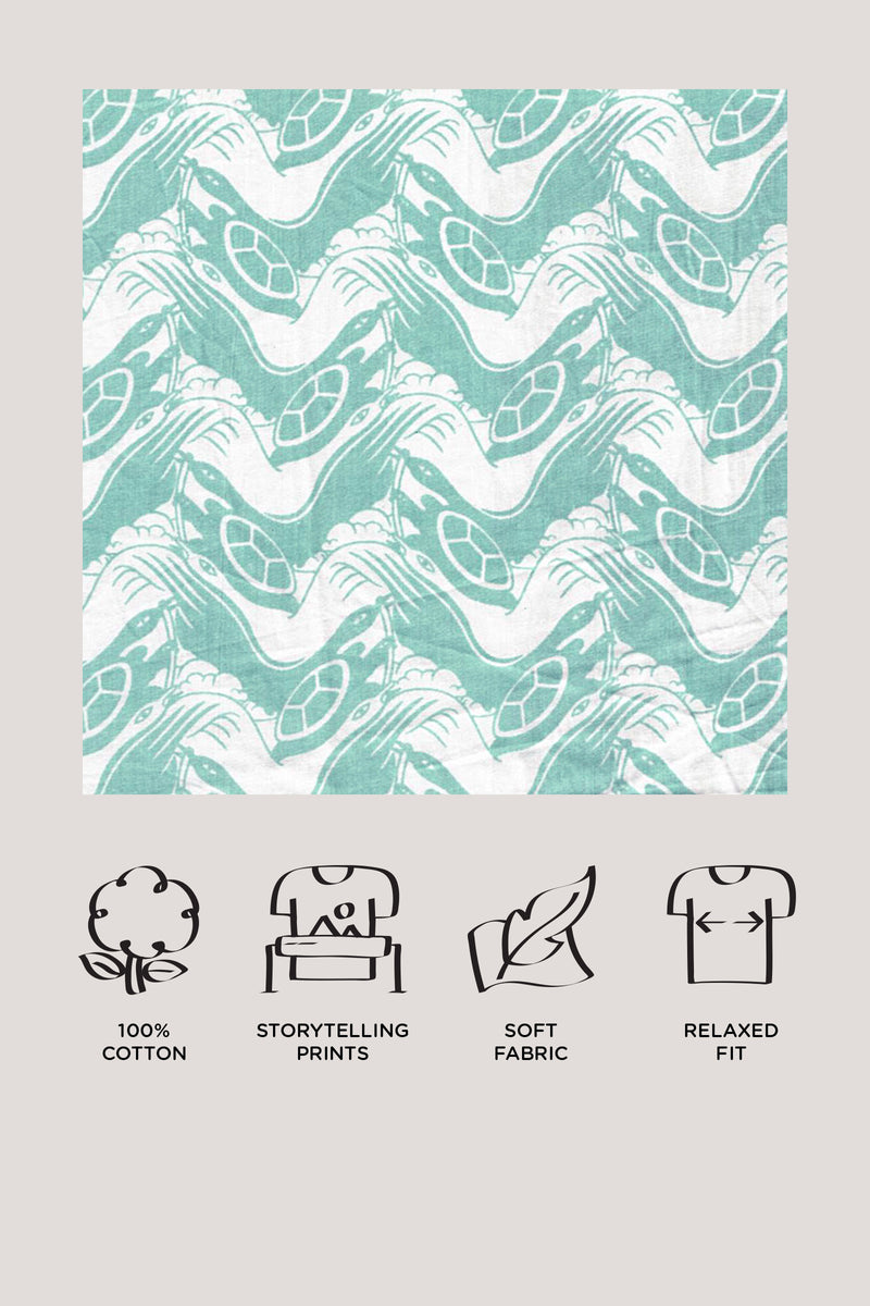 The Talkative Turtle Print - Crop Top Set