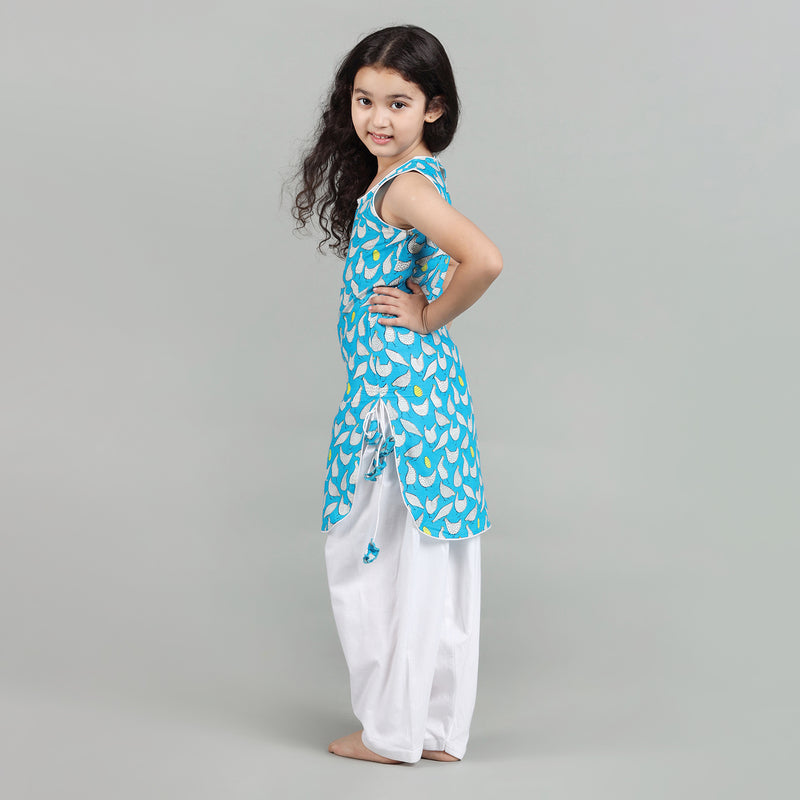 Cotton Patiala Suit Set For Girls with Hen That Laid The Golden Eggs Print