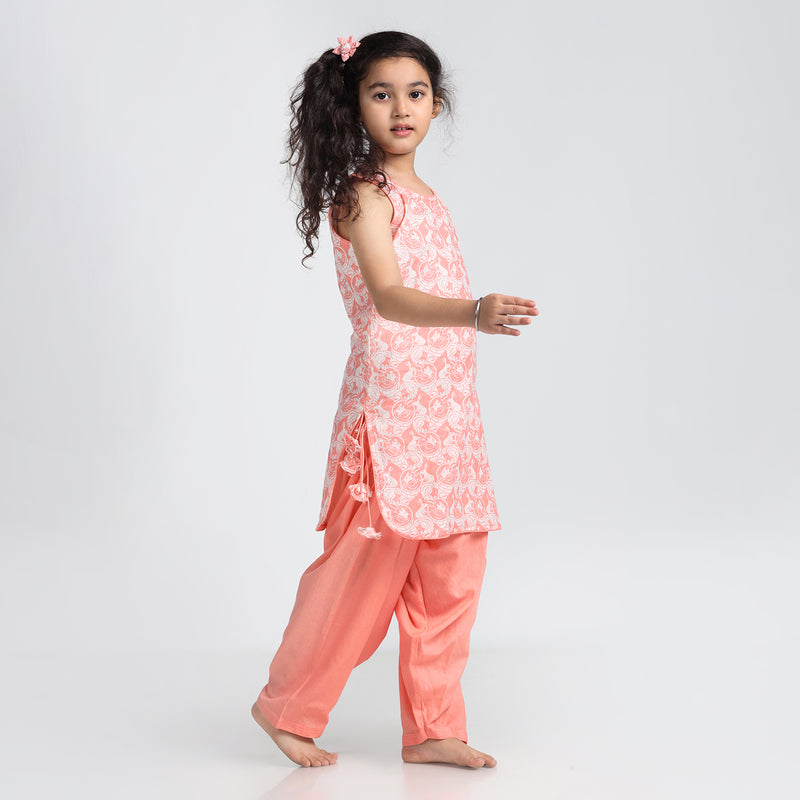 Cotton Patiala Suit Set For Girls with The Foolish Lion & The Clever Rabbit Print