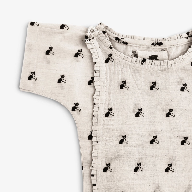 Cotton Jhabla Set with Bell The Cat Print