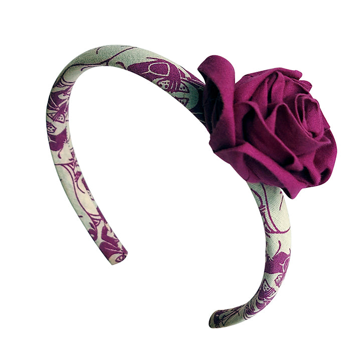 Fabric Rose Hairband_Purple Two Cats & The Clever Monkey