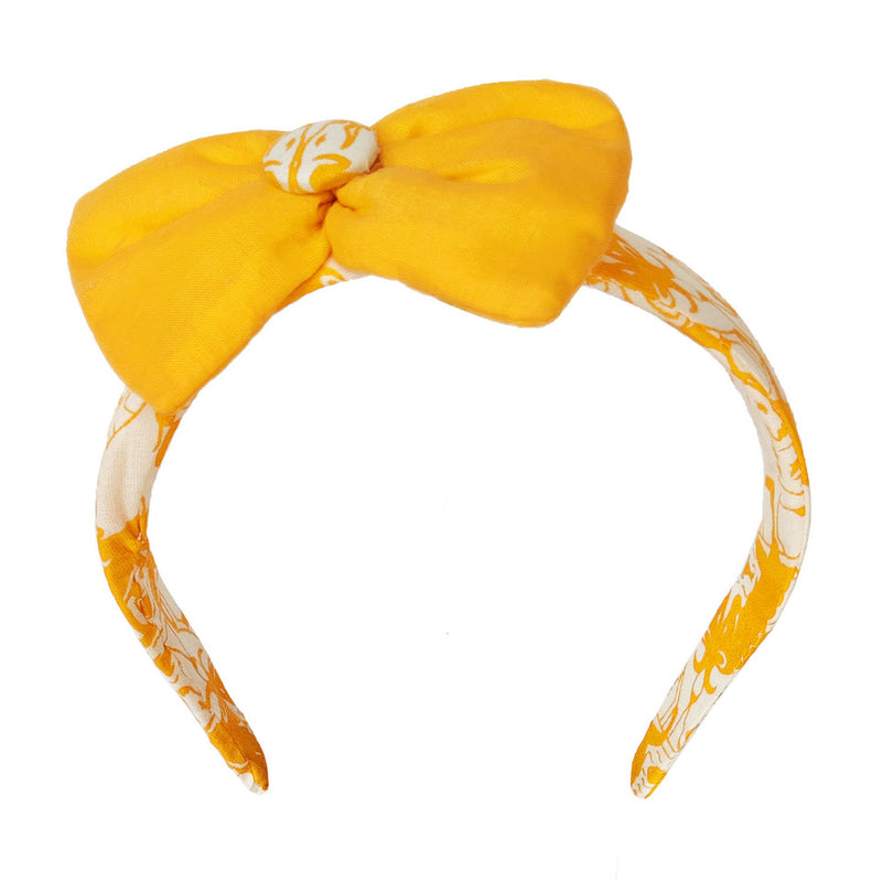 Fabric Bow Hairband_Yellow Two Silly Goats