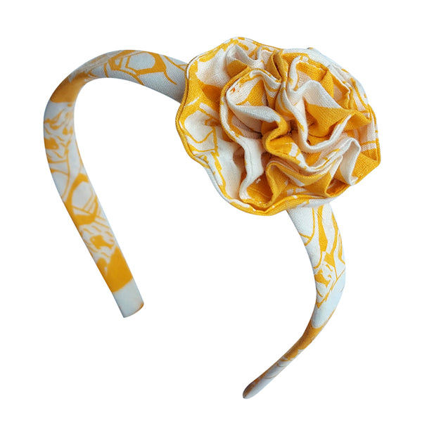 Fabric Flower Hairband_Yellow Two Silly Goats